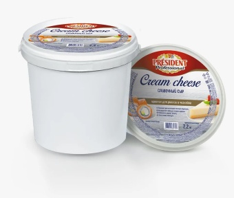 СЫР ТВОРОЖНЫЙ СЛИВОЧНЫЙ «CREAM CHEESE ДЛЯ РОЛЛОВ И ЧИЗКЕЙКА» PRESIDENT PROFESSIONNEL ®. 2,2 кг 65%
